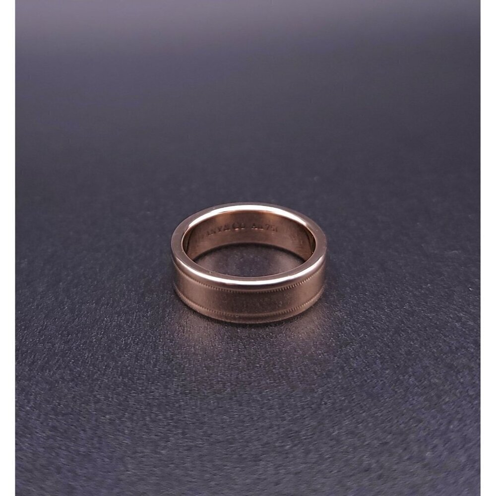 Tiffany & Co 18kt Rose Gold Together Double Milgrain 6mm Wedding Band Size 6.5 - Picture 3 of 15